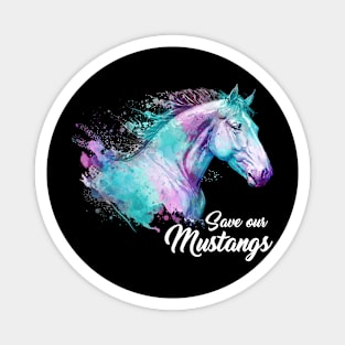 Watercolor Horses Colorful Animal Save Our Mustangs Magnet